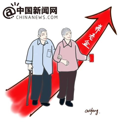 漫画:养老金上调。 作者:王珊珊